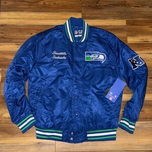 Seattle Seahawks Blue Satin Jacket Small